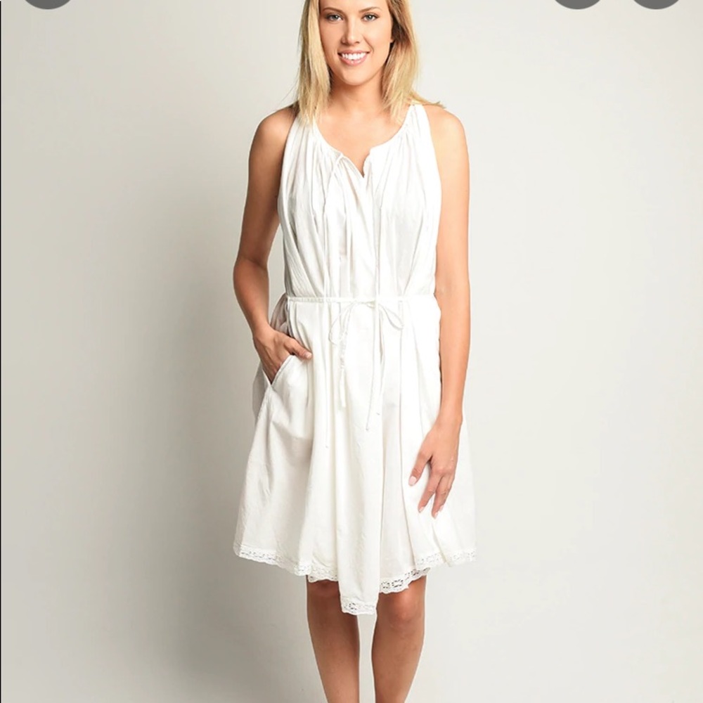 Zadig &voltaire new Ruves Voile white sundress with lace detailing on hem.
